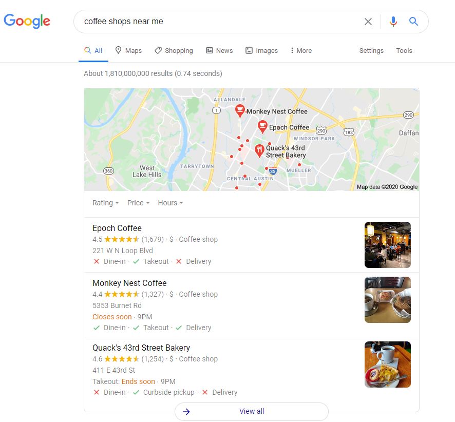 Local SERP knowledge panel