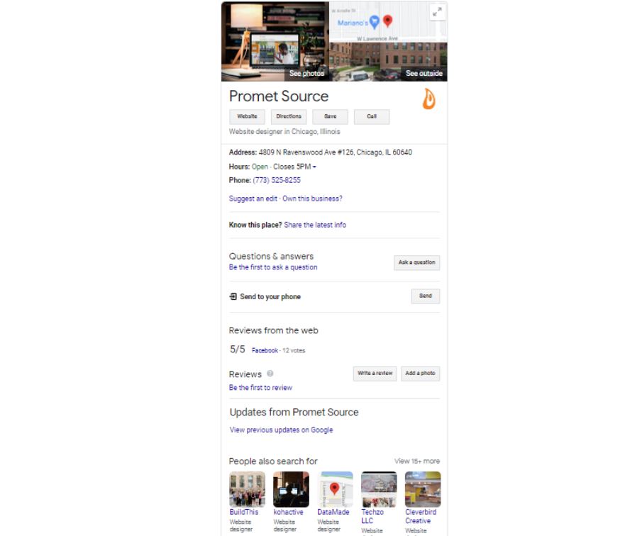 local business search result for Promet Source