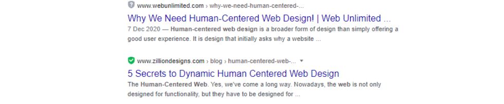 Human Centered Web Design SERP