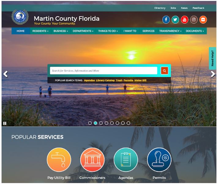 The Martin County Florida website homepage