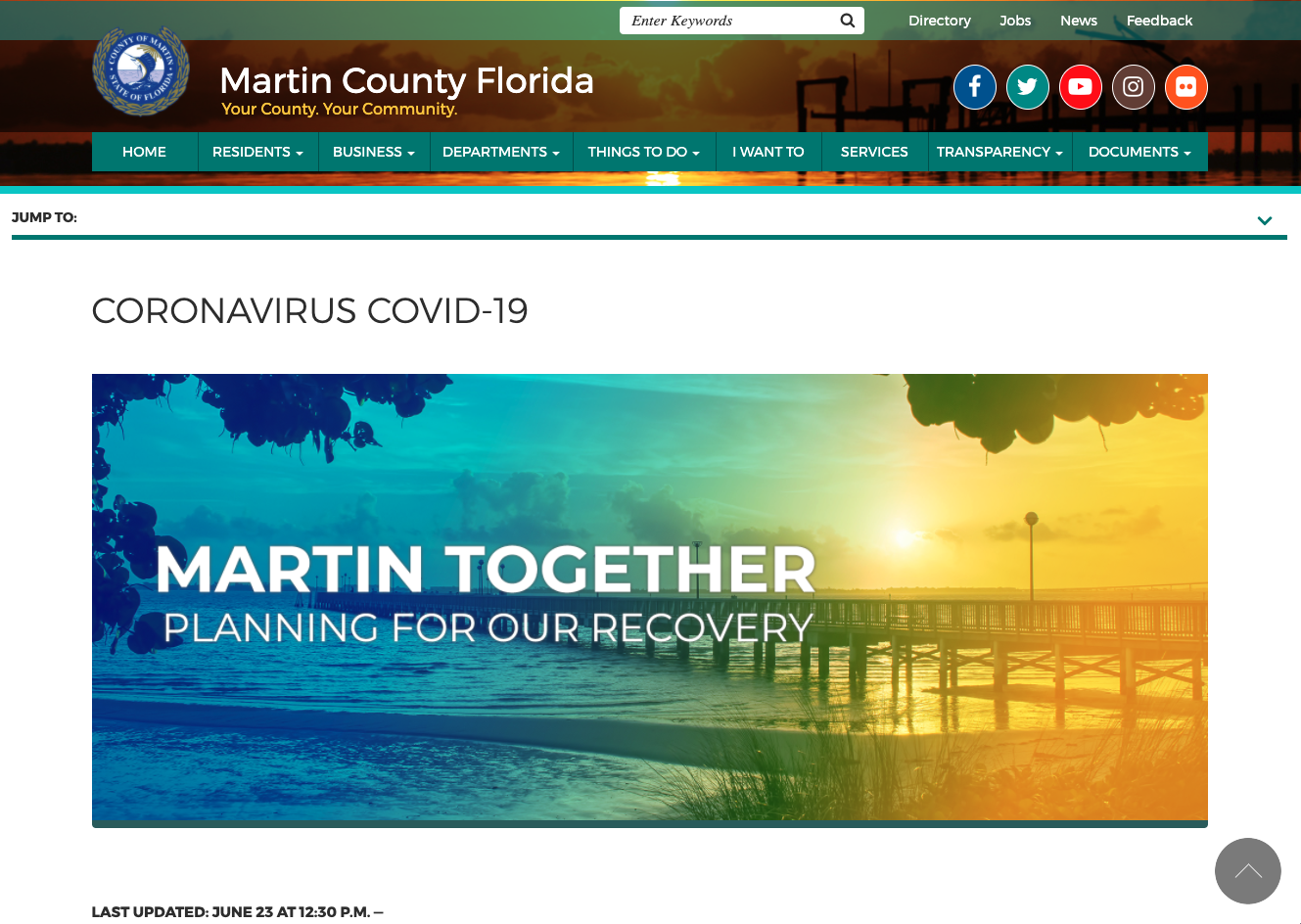 Martin County Drupal Site for Coronavirus Updates