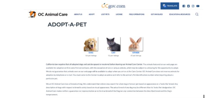 OC Adopt a pet screen shot