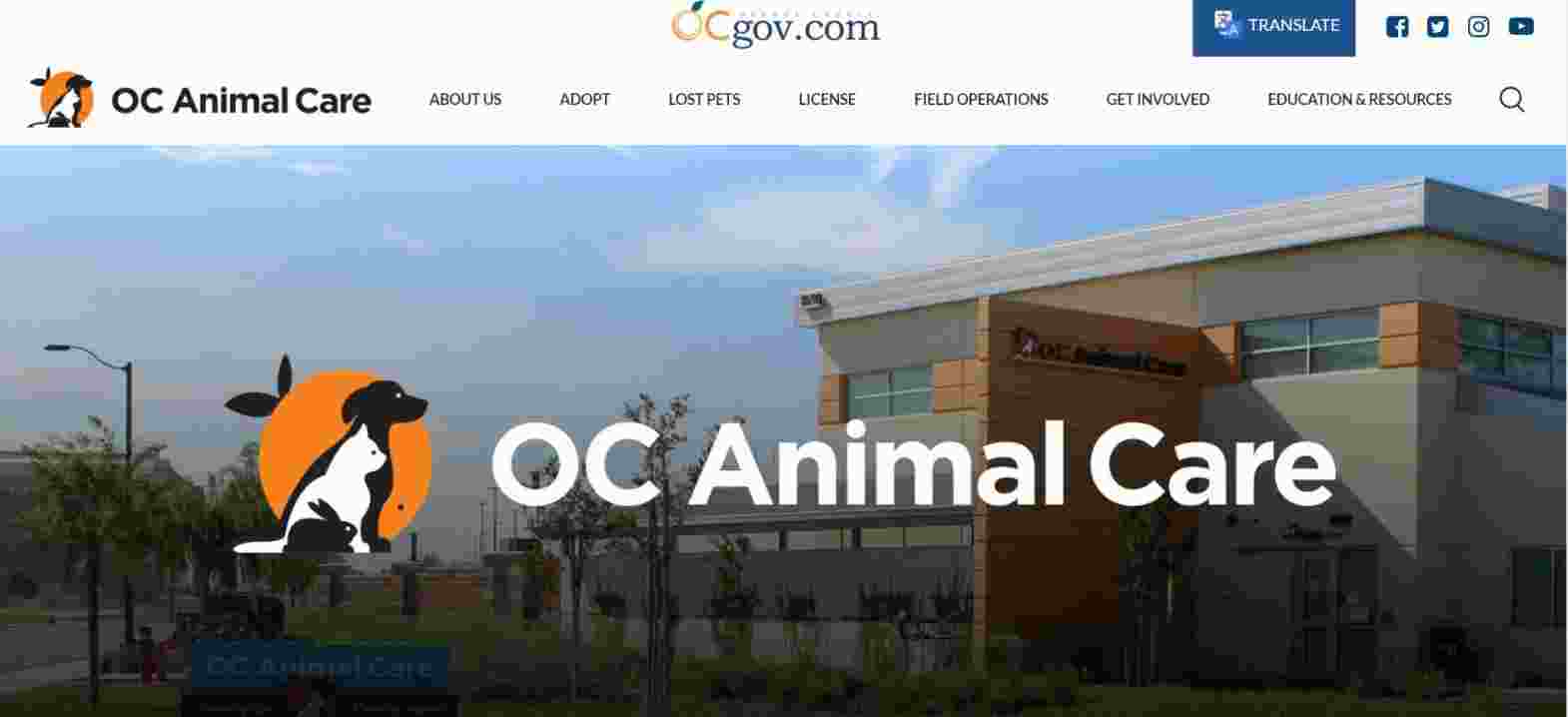 Orange County animal care home page