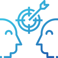 Pictogram of two people in discussion