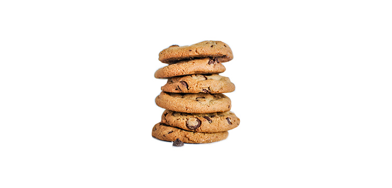 a stack of chocolate chip cookies