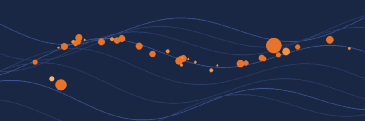 seperator image with dark blue background light blue wavew and orange balls