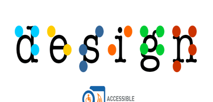 The word "design" in lower case letters overlaid with braille dots and the "accessible by Promet Source" logo