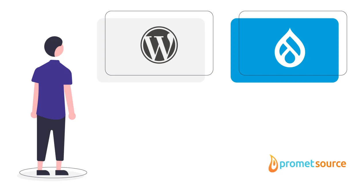 WordPress vs. Drupal logos