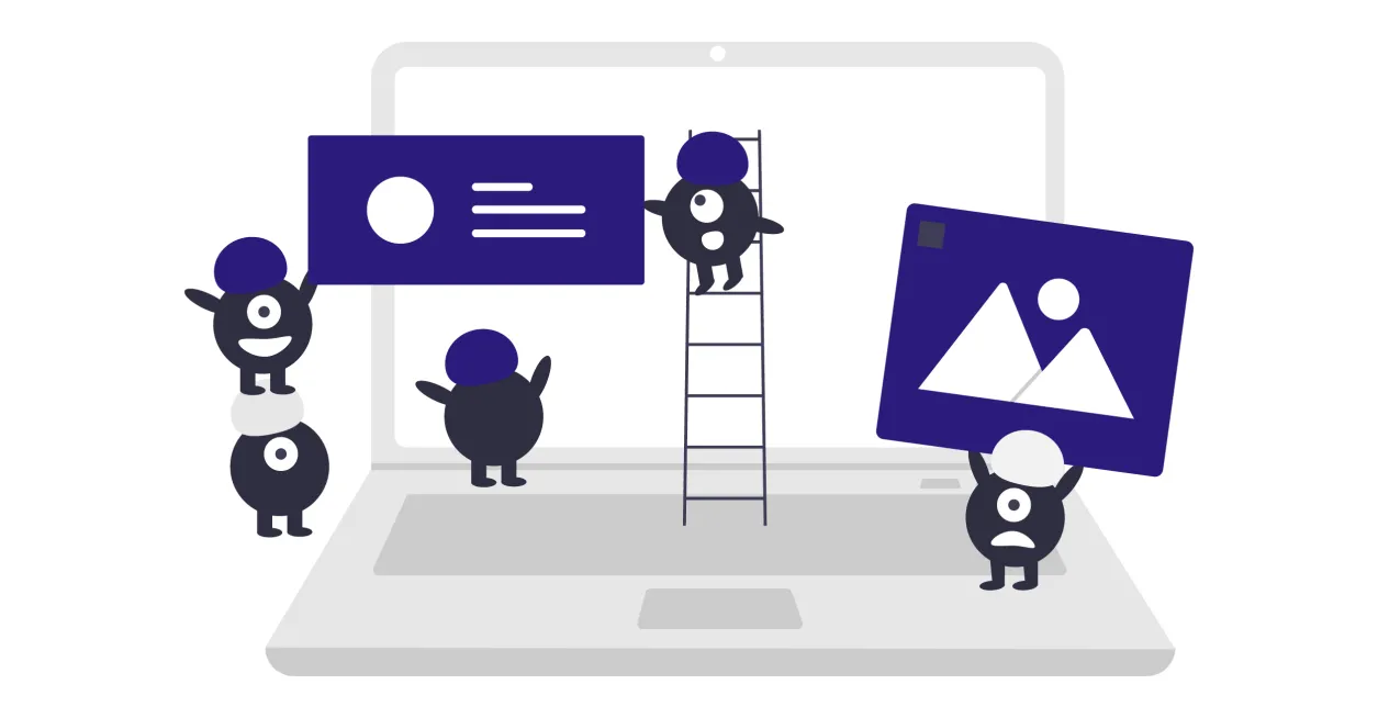 Cartoon depiction of content editing