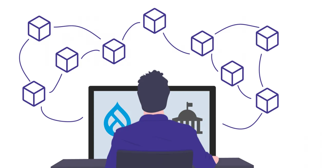 Developer at a desk with modules in the background