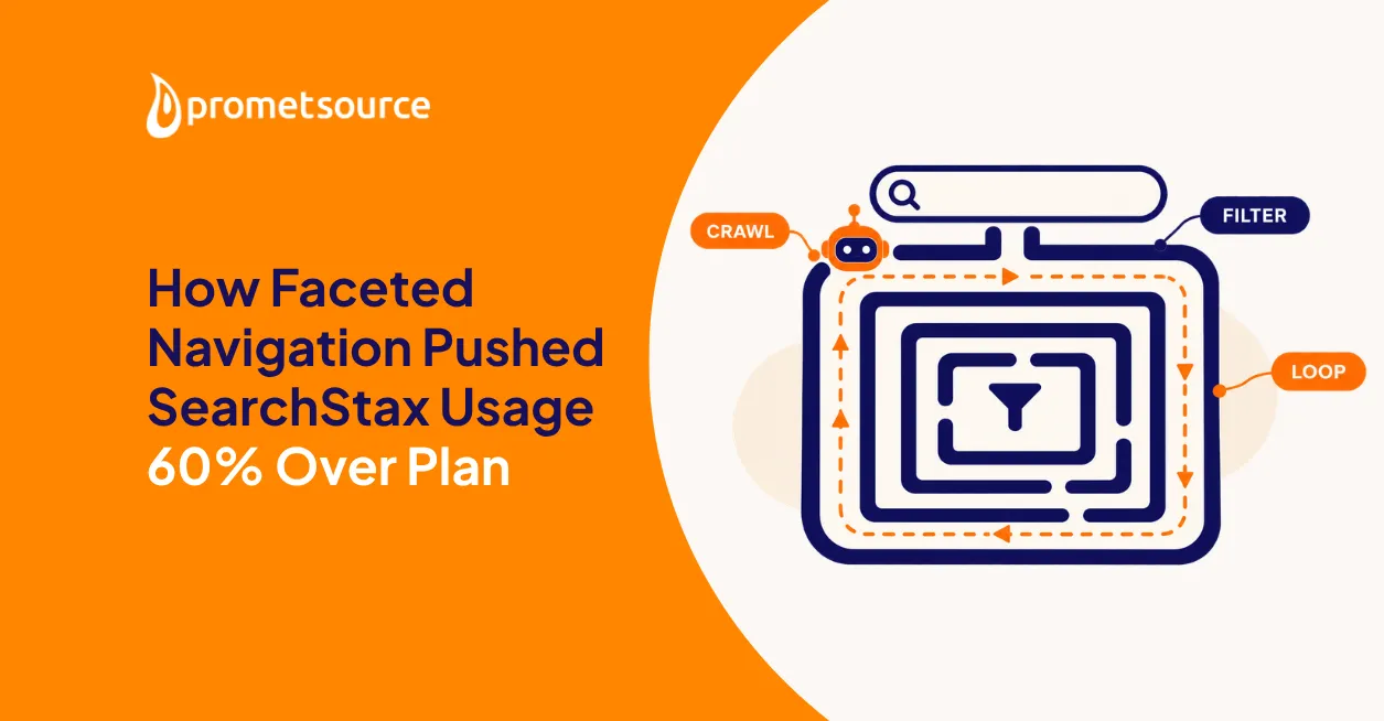 Search bot looping through a faceted navigation filter maze, showing how crawler traffic drove up a SearchStax bill