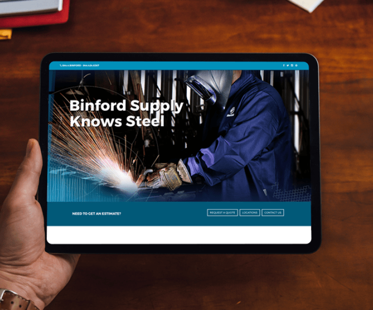 Image of Binford Fence Supply website on iPad