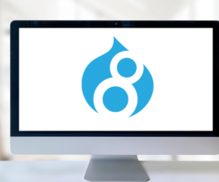 Monitor with Drupal 8 logo