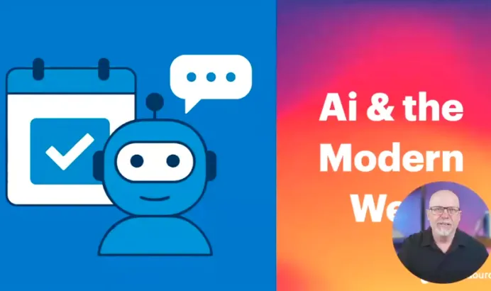 ai and the modern web weibnar image with a robot and a check