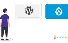 WordPress vs. Drupal logos