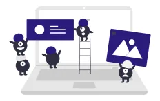 Cartoon depiction of content editing