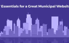 headline over a silhouette of a city skyline