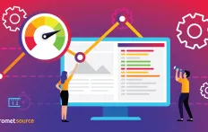 Monitor showing measuring website performance.