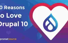 Heart with a Drupal logo in the center