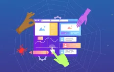 Hands working on a site on the web