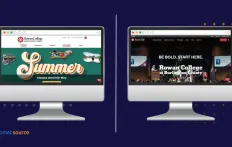 Two computer screens display the before and after version of RCBC website.