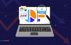 Laptop displaying graphs with a magnifying glass highlighting bot traffic