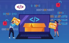 People adding code to a box on a laptop