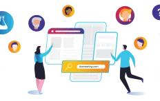 A man and a woman checking user testing tools