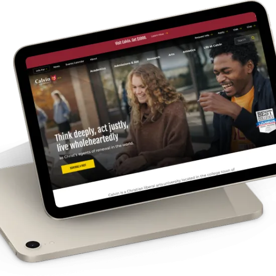 Tablet displaying Calvin University