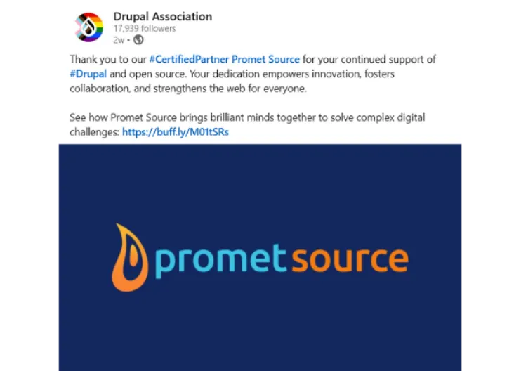 Drupal Association post on Promet Source