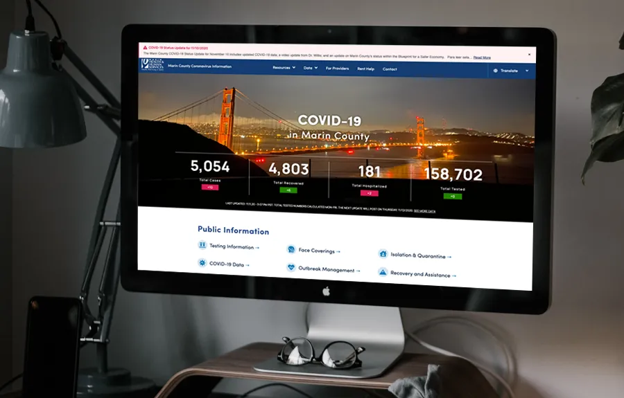 Marin County Health and Human Services website cover