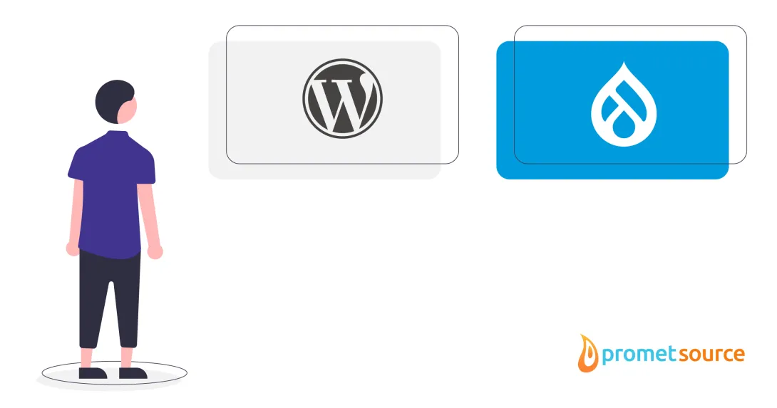WordPress vs. Drupal logos