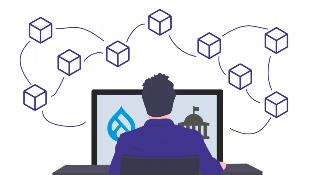 Developer at a desk with modules in the background