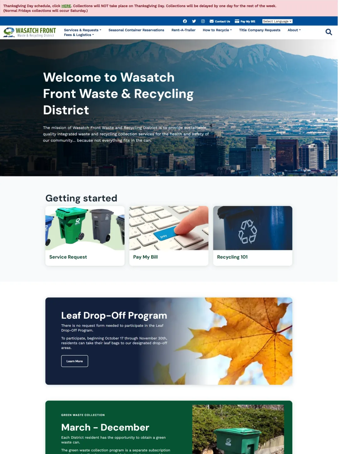Wasatch Front Waste & Recycling District homepage