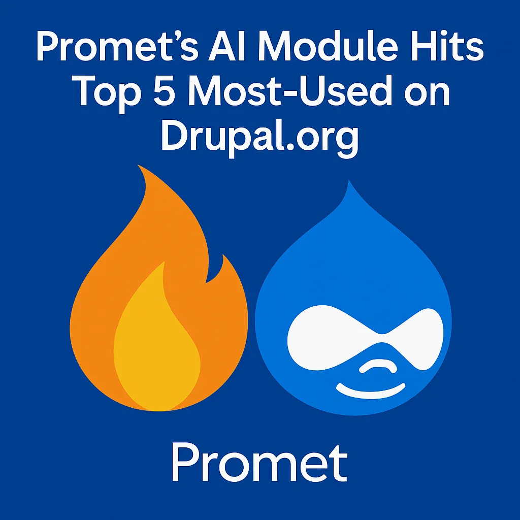 a flame and drupal drop with words about promet ai module hits top 5