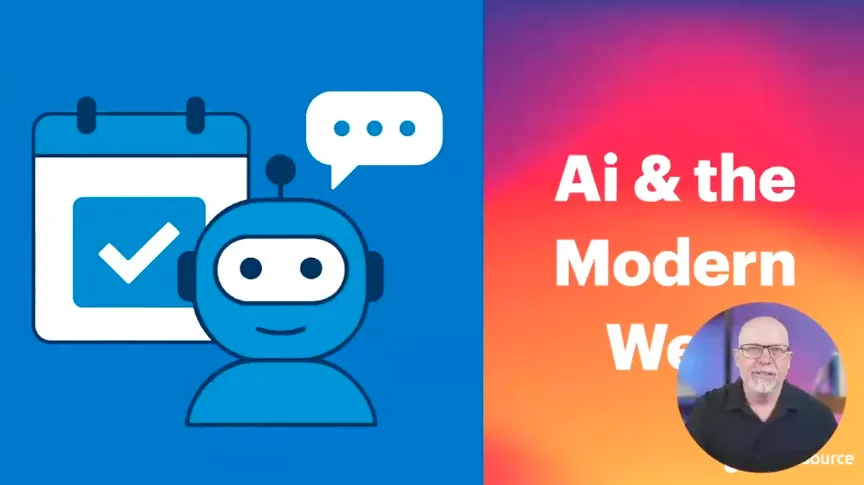 ai and the modern web weibnar image with a robot and a check