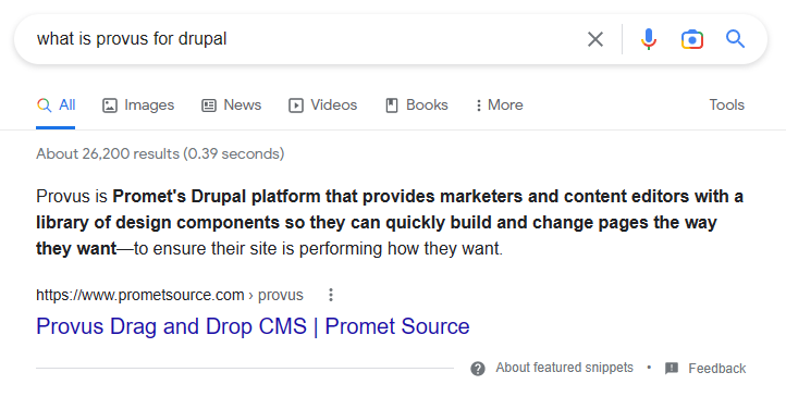 Provus drag and drop featured snippet