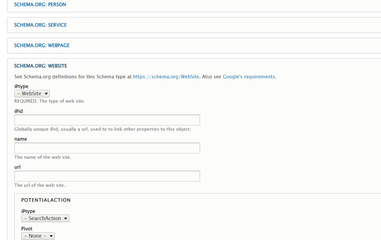 WebSite schema type