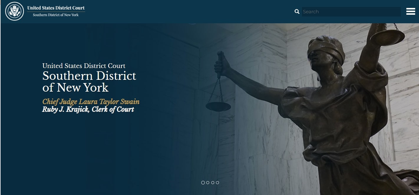 United States District Court Southern District of New York homepage