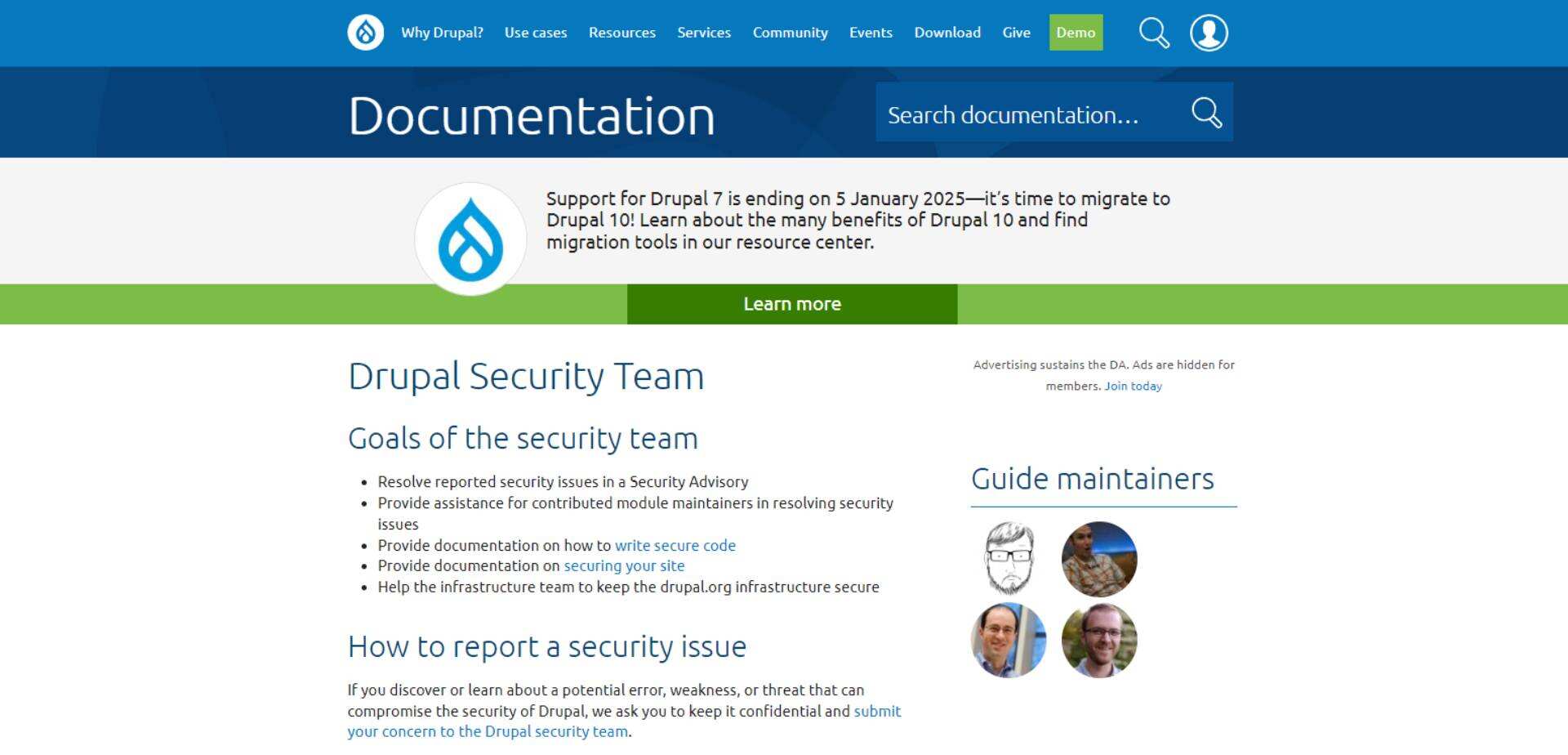 Drupal security team page