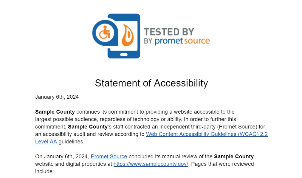Statement of accessibility
