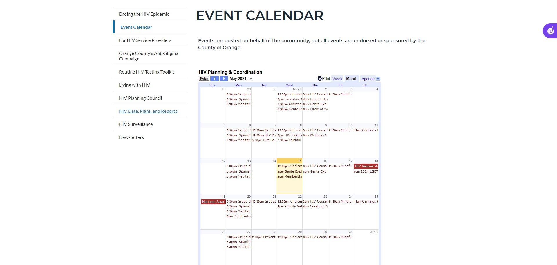 Orange County Event Calendar