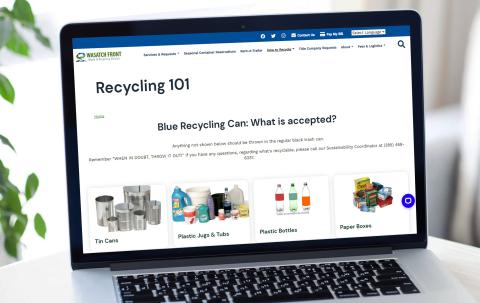 Wasatch Front Waste & Recycling web page